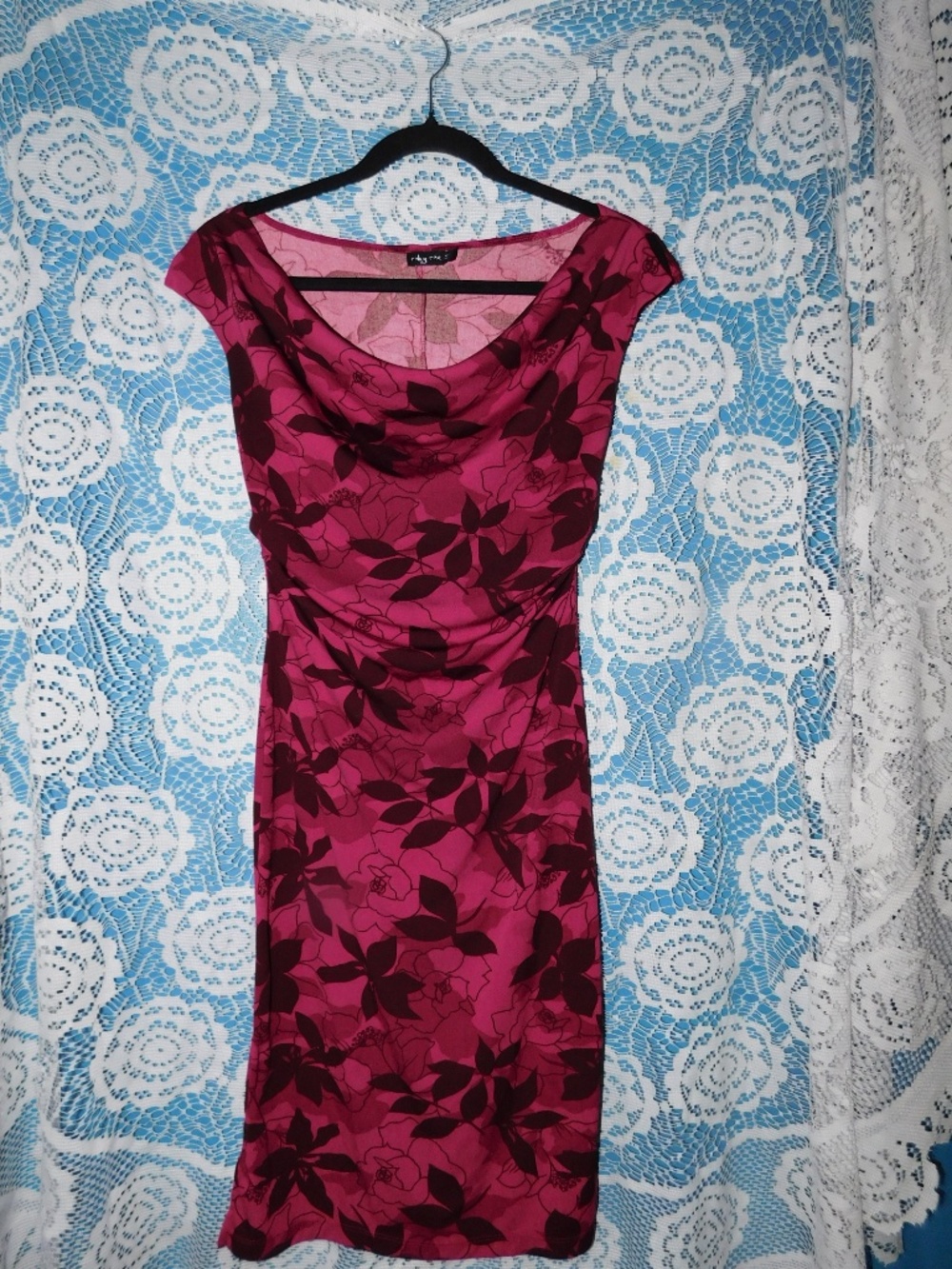 Womens Y2K Floral Cowl Neck Dress